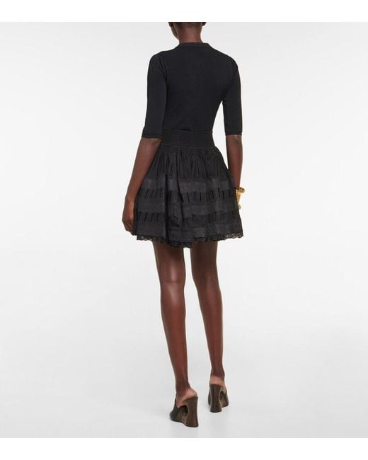 Alaïa Black Courte Raphia Franges Skirt