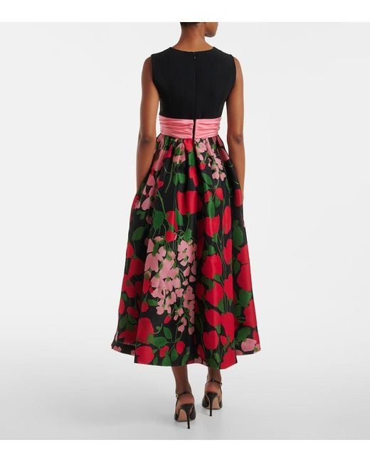 Carolina Herrera Red Silk Midi Dress