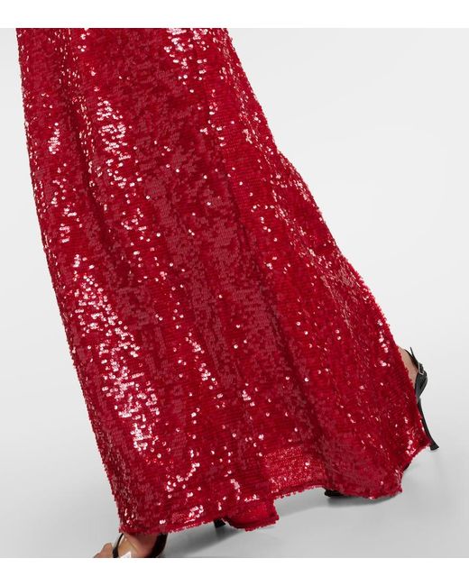Vestido largo con lentejuelas y lazo Erdem de color Red