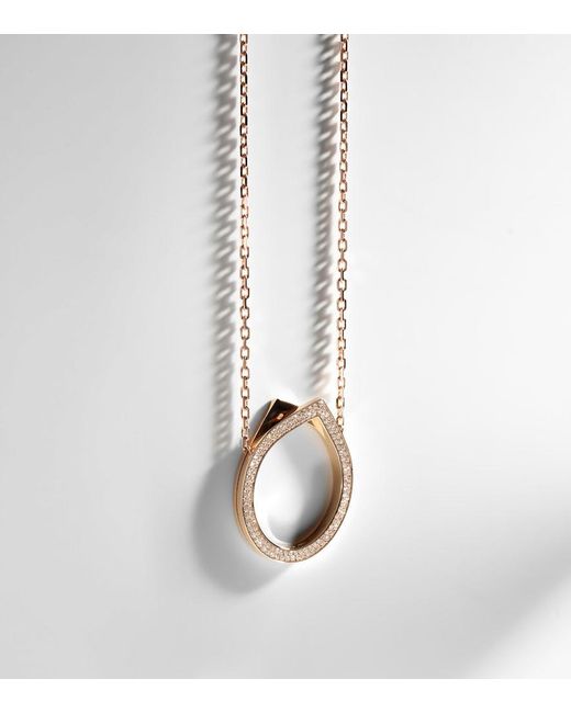 Repossi Metallic Antifer 18Kt Rose Pendant Necklace With Diamonds