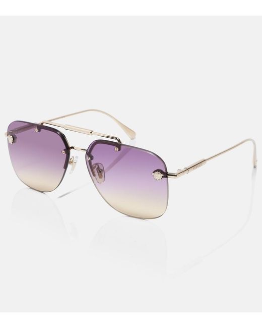 Versace Purple Medusa Light Aviator Sunglasses