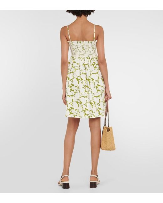 Tory Burch Yellow Floral Cotton Poplin Minidress