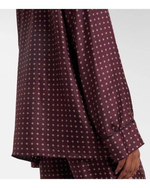 Saint Laurent Purple Printed Silk Satin Pajama Shirt