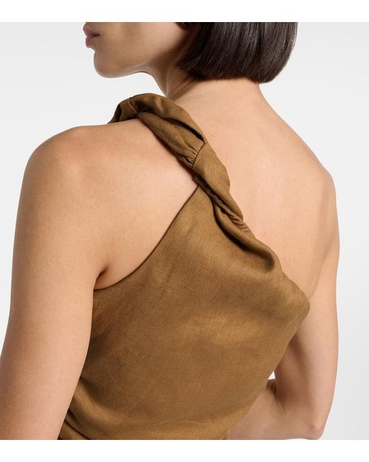 Faithfull The Brand Brown Marga Linen Minidress