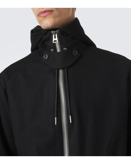 Sacai Black Hooded Wool Jacket for men