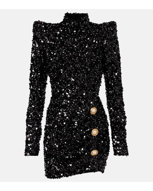 Robe A Sequins Balmain en coloris Black