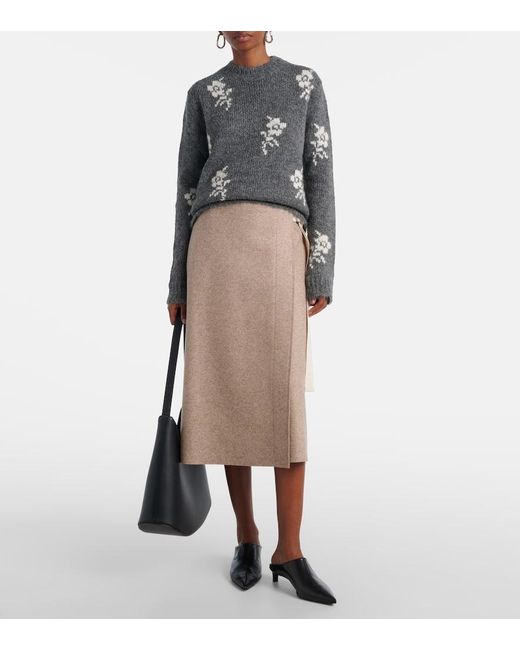 Jil Sander Gray Intarsia Alpaca And Wool-Blend Sweater
