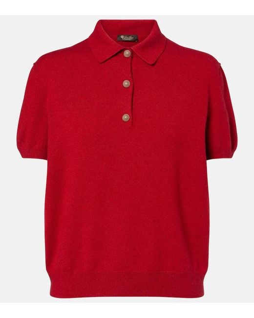 Loro Piana Red Classic Cashmere Polo Shirt