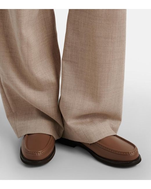 Brunello Cucinelli Brown Monili Leather Loafers