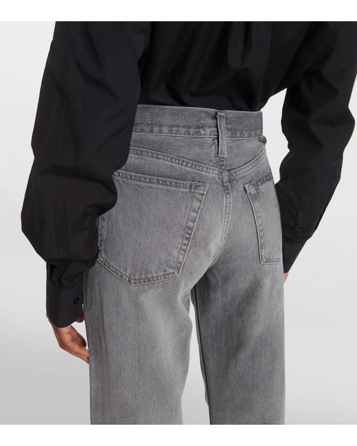 Re/done Gray High-Rise Straight Jeans