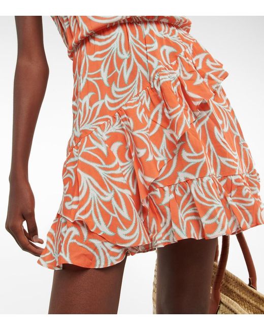 Heidi Klein Red Printed Ruffled Minidress