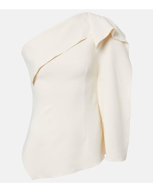 FFORME Natural Lavinia Draped One-Shoulder Top