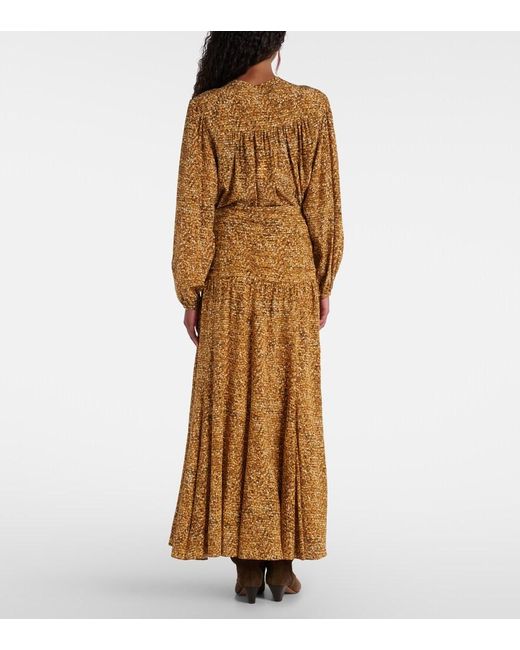 Isabel Marant Metallic Syana Printed Silk-Blend Maxi Skirt