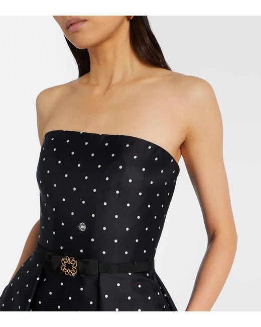 Elie Saab Black Belted Polka-Dot Gown