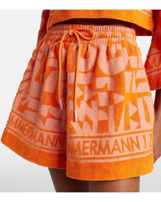 Zimmermann Orange Solstice Cotton Terry Shorts