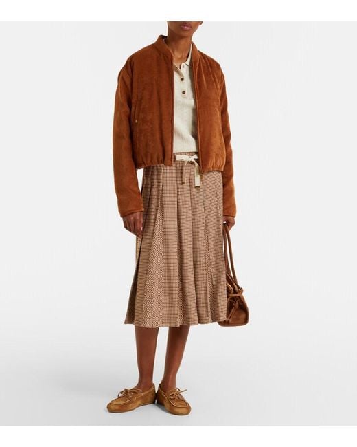 Moncler Brown Blageon Corduroy Down Bomber Jacket