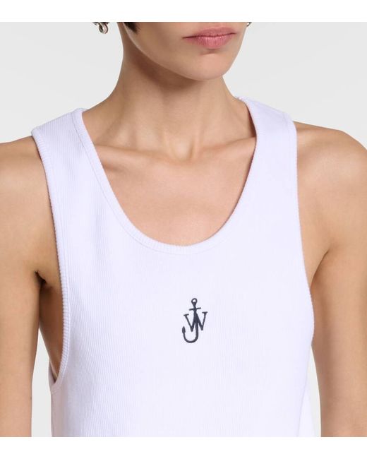 J.W. Anderson White Logo Embroidered Cotton Tank Top