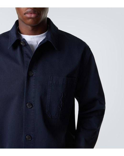 Saint Laurent Blue Cassandre Cotton Shirt for men