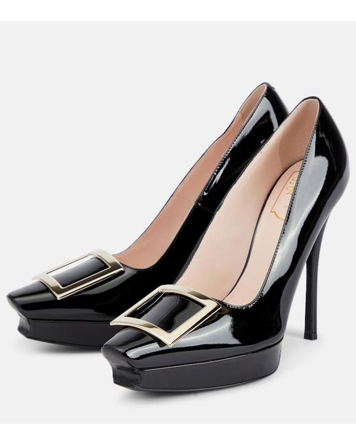 Roger Vivier Black Belle Vivier Patent Leather Platform Pumps