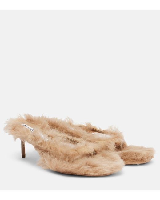 Acne Natural Shearling Thong Sandals