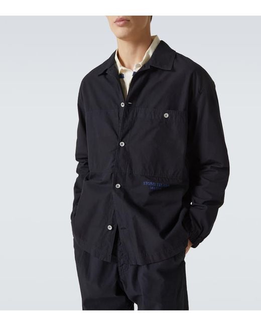 Stone Island Hemdjacke Marina Aus Baumwoll-Canvas in Blue für Herren