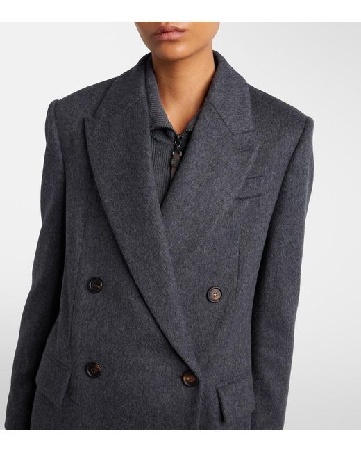 Brunello Cucinelli Black Double-Breasted Wool Jacket