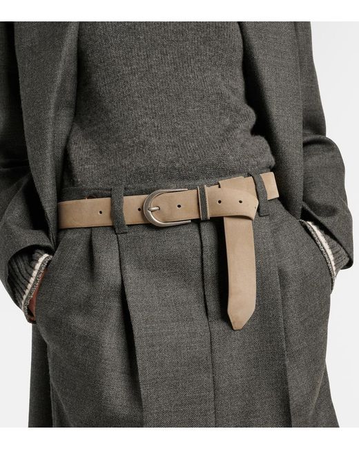 Brunello Cucinelli Natural Monili Suede Belt