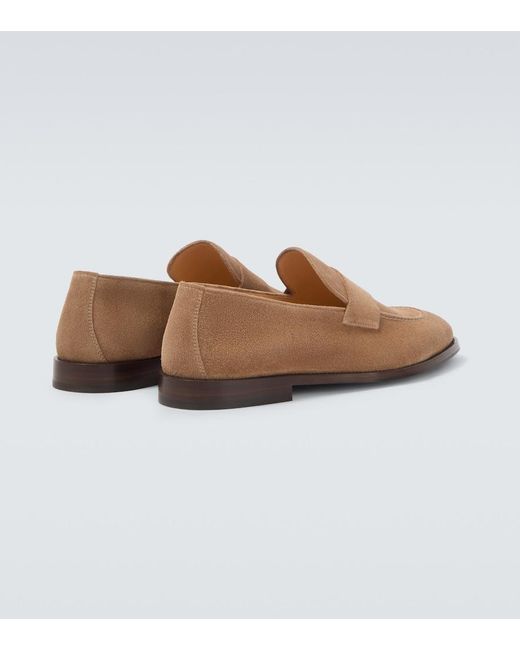 Brunello Cucinelli Natural Suede Penny Loafers for men