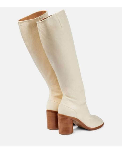 Maison Margiela White Tabi Leather Knee-high Boots