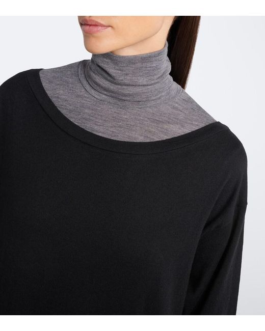 Extreme Cashmere Black N°503 Pillar Cotton And Cashmere Maxi Dress