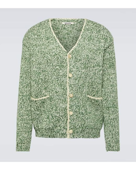 Cardigan oversize in lana e seta di Auralee in Green da Uomo
