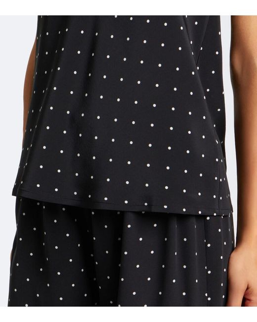 Asceno Black Matera Polka-Dot Silk Camisole