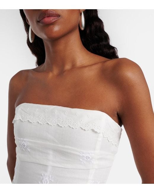 Magda Butrym White Scalloped Cotton-Blend Bandeau Top