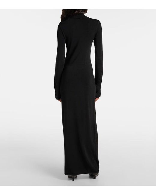 Galvan Black Iris Turtleneck Jersey Maxi Dress