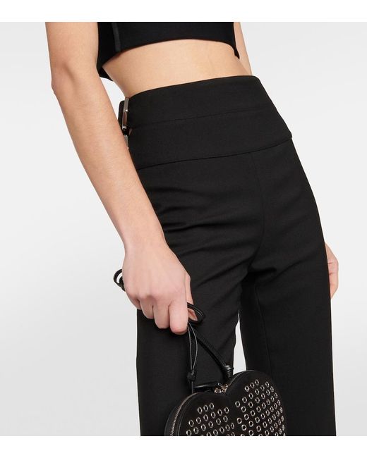 Alaïa Black Alaia Belted Straight Wool Pants