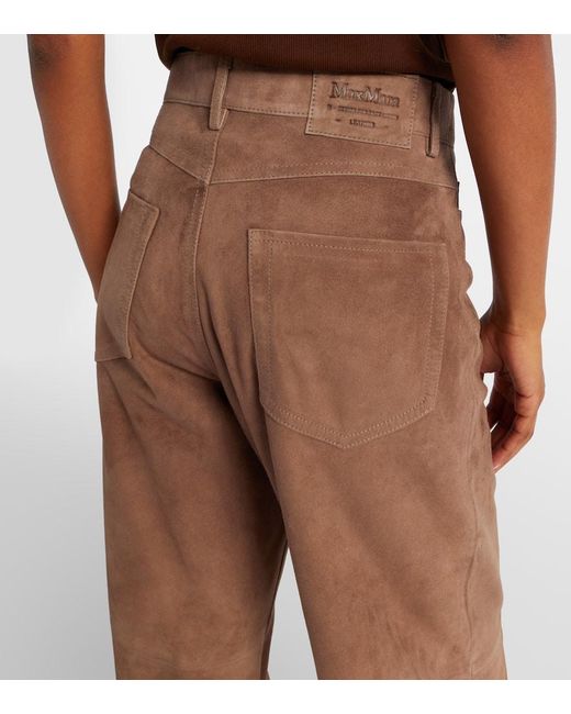 Max Mara Brown Weite Hose Fulmine Aus Veloursleder