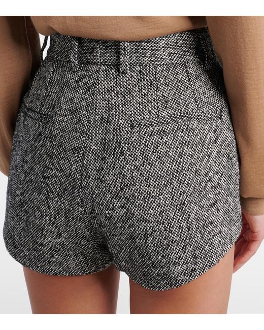 Dolce & Gabbana Gray High-Rise Wool And Cotton-Blend Shorts