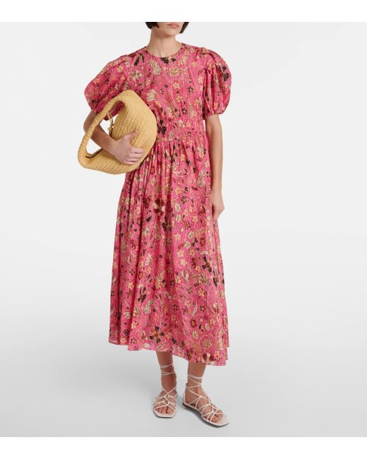 Ulla Johnson Red Eden Cotton-blend Midi Dress