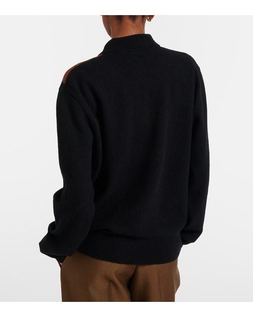 Rohe Black Argyle Wool Polo Sweater