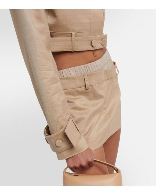 AYA MUSE Natural Cropped Wool-blend Jacket