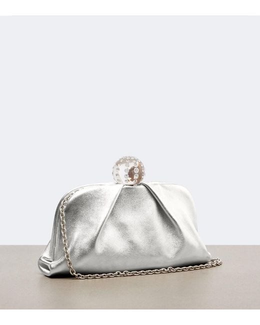 Aquazzura White Tequila Embellished Canvas Clutch