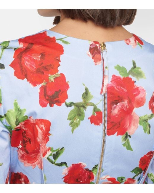 Robe imprimee en coton melange Carolina Herrera en coloris Red