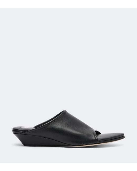 Christen Black Stretch Leather Wedge Mules