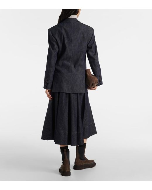 Brunello Cucinelli Black Single-Breasted Denim Blazer