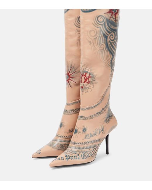 X Jean Paul Gaultier - Stivali cuissardes Tattoo di Jimmy Choo in Natural