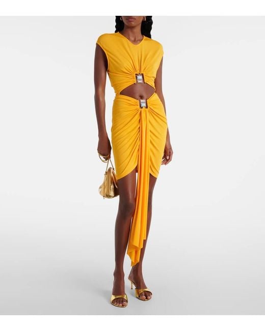 Christopher Esber Yellow Minikleid Duo Bezel Aus Jersey