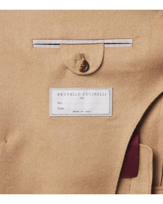 Brunello Cucinelli Natural Double-Breasted Camel Hair Blazer for men