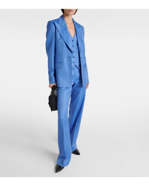 Gabriela Hearst Blue Coleridge Wool, Silk, And Linen Vest