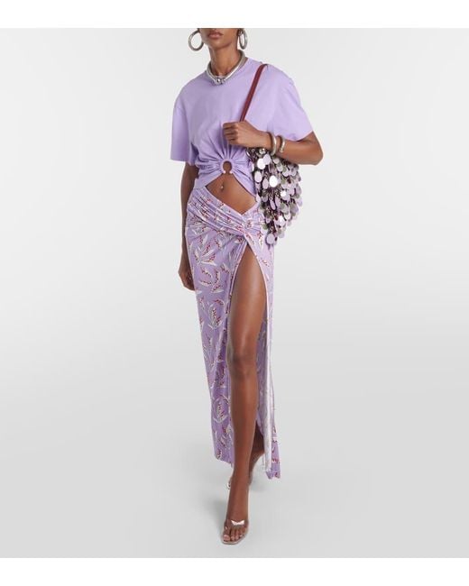 Falda envolvente floral Rabanne de color Purple
