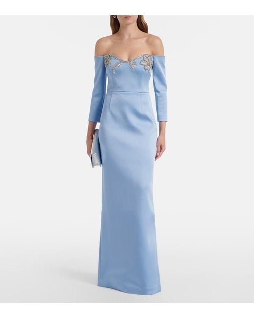 Rebecca Vallance Blue Kai Embellished Satin Bustier Gown